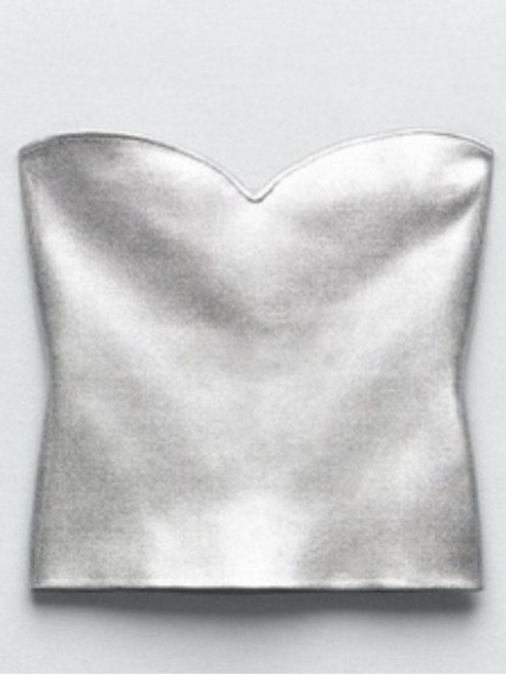 Zara Silver Metallic Strapless Bustier Top NWT